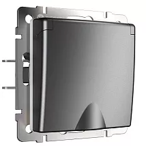 Розетка 1-я с/з со шторками и крышкой IP44 Графит матовый WERKEL