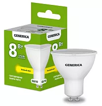 Лампа LED PAR16 GU10 3000К 8Вт 800Lm GENERICA