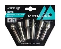 Набор шарошек алмазных P120, L=60 мм, 6 шт, по плитке, камню, бетону METALLICA