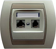 Розетка GPKT-J/K/18/23 394  комп-телеф серебро/титан