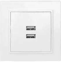 Розетка USB (2-я тип А, 2,1А) Белый Минск EKF