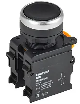 Кнопка d=22мм 1NO+1NC чёрная MASTER IEK
