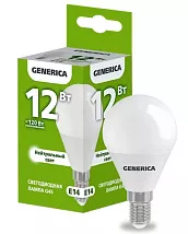 Лампа LED G45 шар 12Вт 230В 4000К E14 1200Lm GENERICA