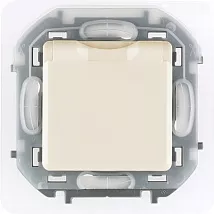 Розетка 1-я с/з со шторками и крышкой IP44 Сл.Кость INSPIRIA LEGRAND