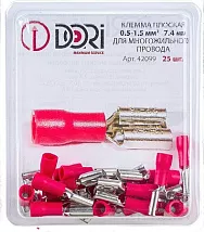 Клемма плоская изолированная гнездо 7,4мм 0,5-1,5мм2 РПИм (25 шт)