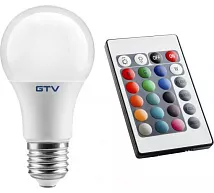 Лампа светодиодная, RGBW, A60, E27, 10W, AC220-240V, угол луча 180*, 810lm, 87mA (в комплекте пульт 