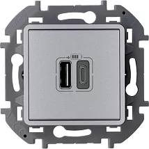 Розетка USB (2-я тип С+А, 3А) Алюминий INSPIRIA LEGRAND