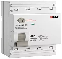 УЗО ВД-100N 63/4 30мА, тип AC, 6кА PROXIMA EKF