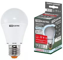 Лампа LED A60 E27 4000К 10Вт 800Лм DIMMER (STEP) TDM