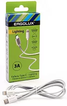 Дата-кабель ERGOLUX ELX-CDC01-C02 (Type C-Lightning 3А, 1,2м, Белый, Зарядка+Передача данных, Коробк