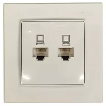 Розетка RJ45 (cat 5e) 2-я белая SD-P1016W AWSPRODUCTS