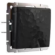 Розетка 1-я с/з со шторками и крышкой IP44 Черный Hammer WERKEL