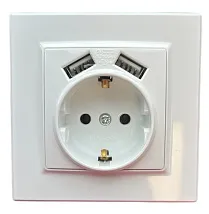 Розетка 1-я с/з с USB белая SD-P1017W AWSPRODUCTS