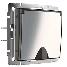Розетка 1-я с/з со шторками и крышкой IP44 Глянцевый никель WERKEL