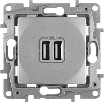 Розетка USB (2-я тип А, 2,4А) Алюминий ETIKA LEGRAND