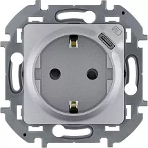 Розетка 1-я с/з USB (тип C, 1,5А) Алюминий INSPIRIA LEGRAND