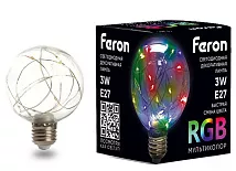 Лампа светодиодная 3W 230V E27 RGB G80, LB-381