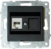 Механизм роз. комп. 1-местн. (RJ45 CAT6), черный металлик