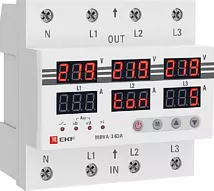 Трехфазное реле напряжения и тока с дисп. MRVA-3 63A EKF