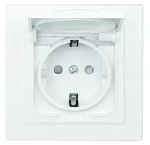 Розетка 1-я с/з IP44 с крышкой и шторками Белый Basic Минск