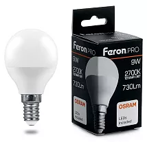 Лампа LED G45 E14 2700К 9Вт Feron
