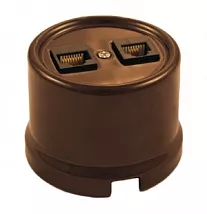 Розетка RJ-45 (2-я, cat 5e) Коричневый (пластик) Bironi