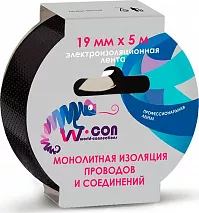Изолента самовулканизирующаяся (монолитная изоляция проводов и соединений, 19ммх5м) W-CON
